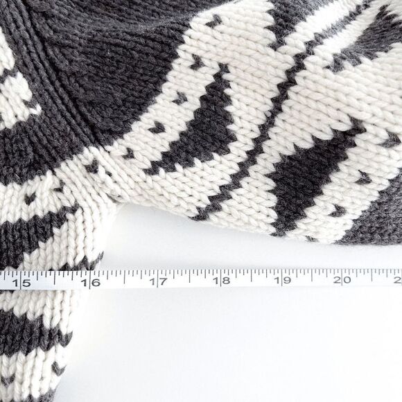 TNA Aritzia Womens Fair Isle Lambswool Pullover Sweater Brown White Medium - Picture 5 of 7